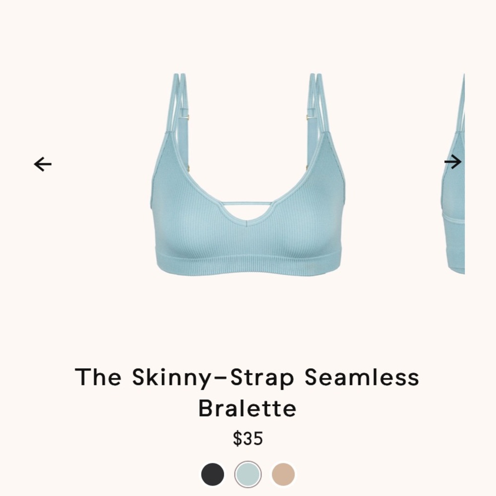 Lively Skinny-Strap Seamless Bralette in Sky Blue